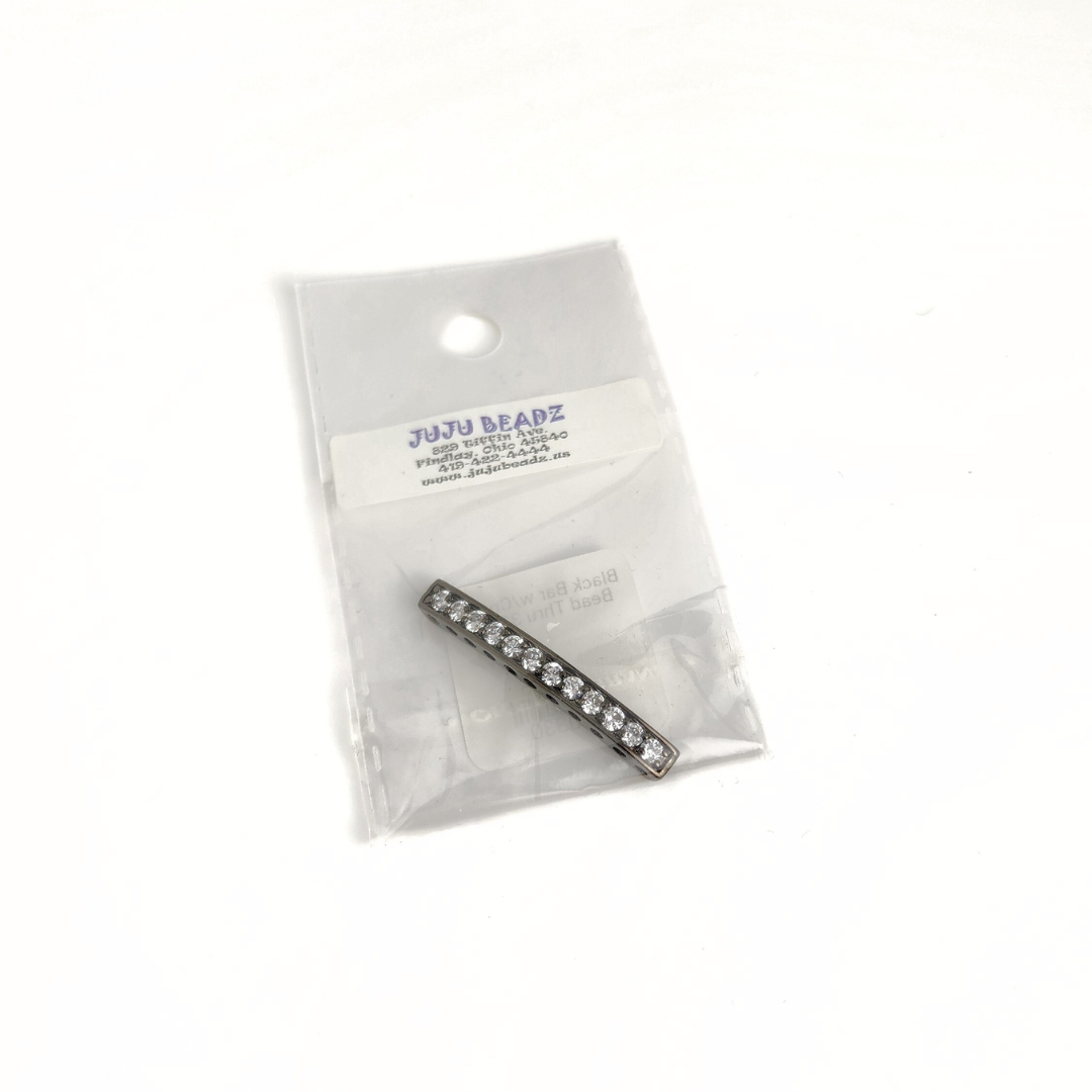 Black Bar w/Crystal Bead Thru 32mm