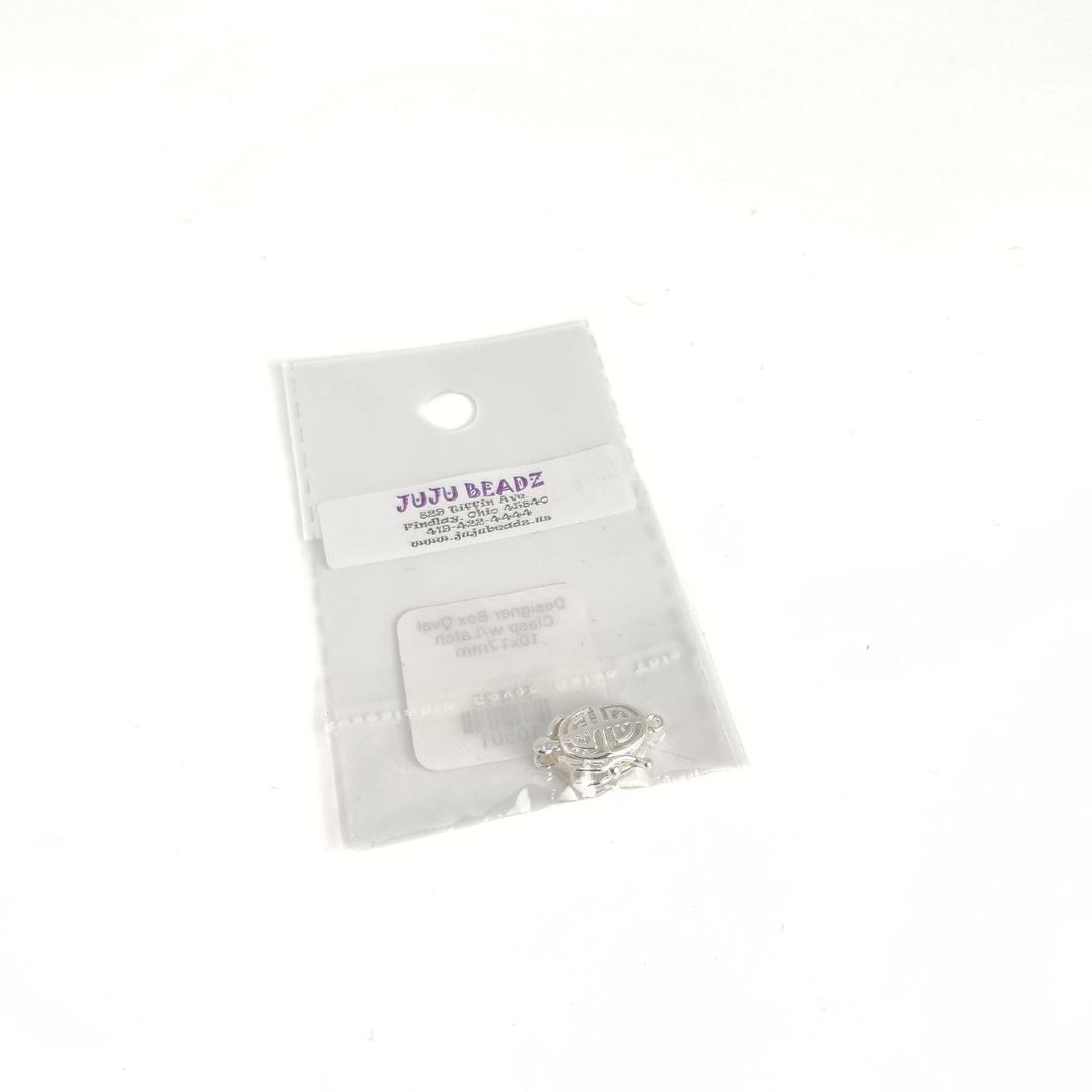 Designer Box Oval Clasp w/Latch 10x17mm