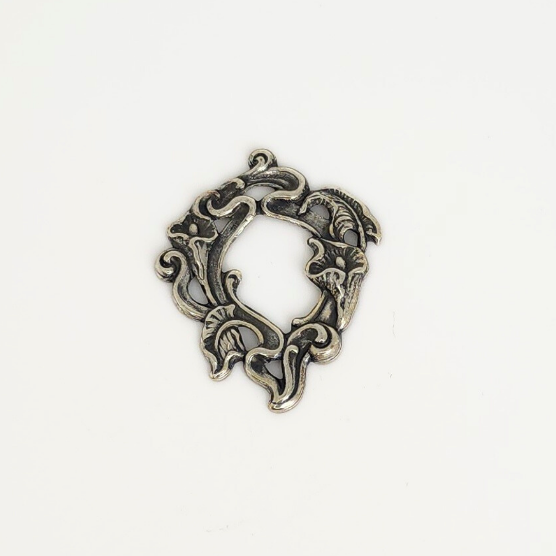 Antique Silver Calla Lily Floral Stamping 28x36mm
