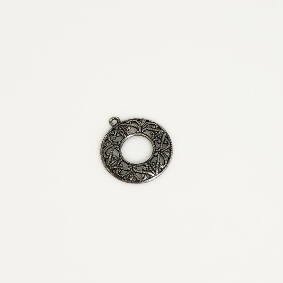 Antique Silver Filigree Ring/Toggle 17mm