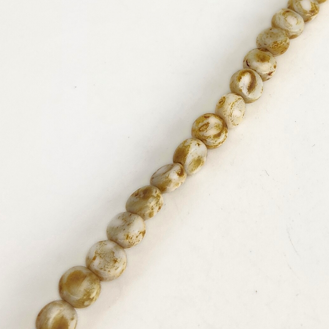 Opaque Cream Travertine Baby Coin 4mm