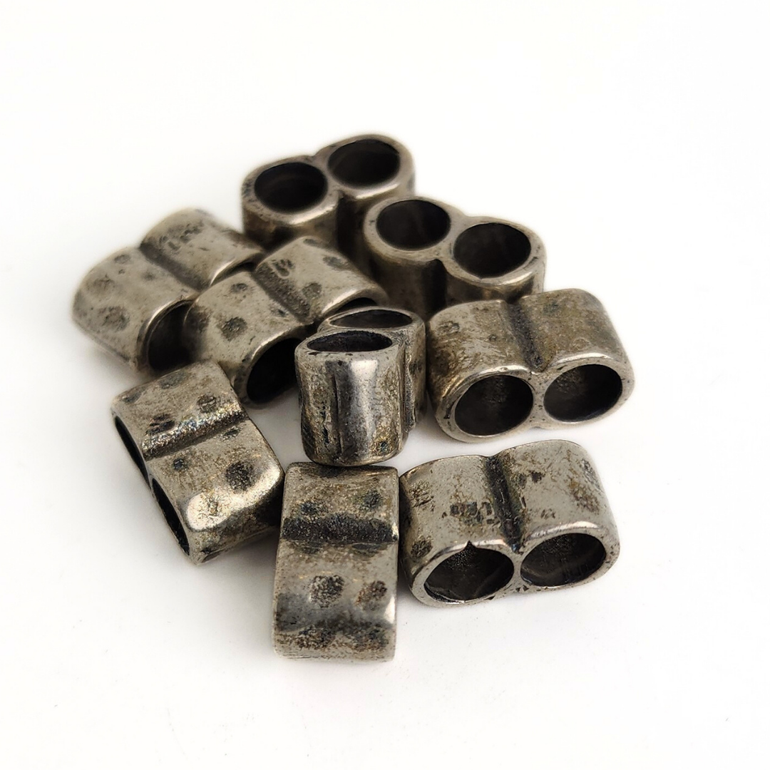 Silver 2 Hole Hammered Spacer Bar