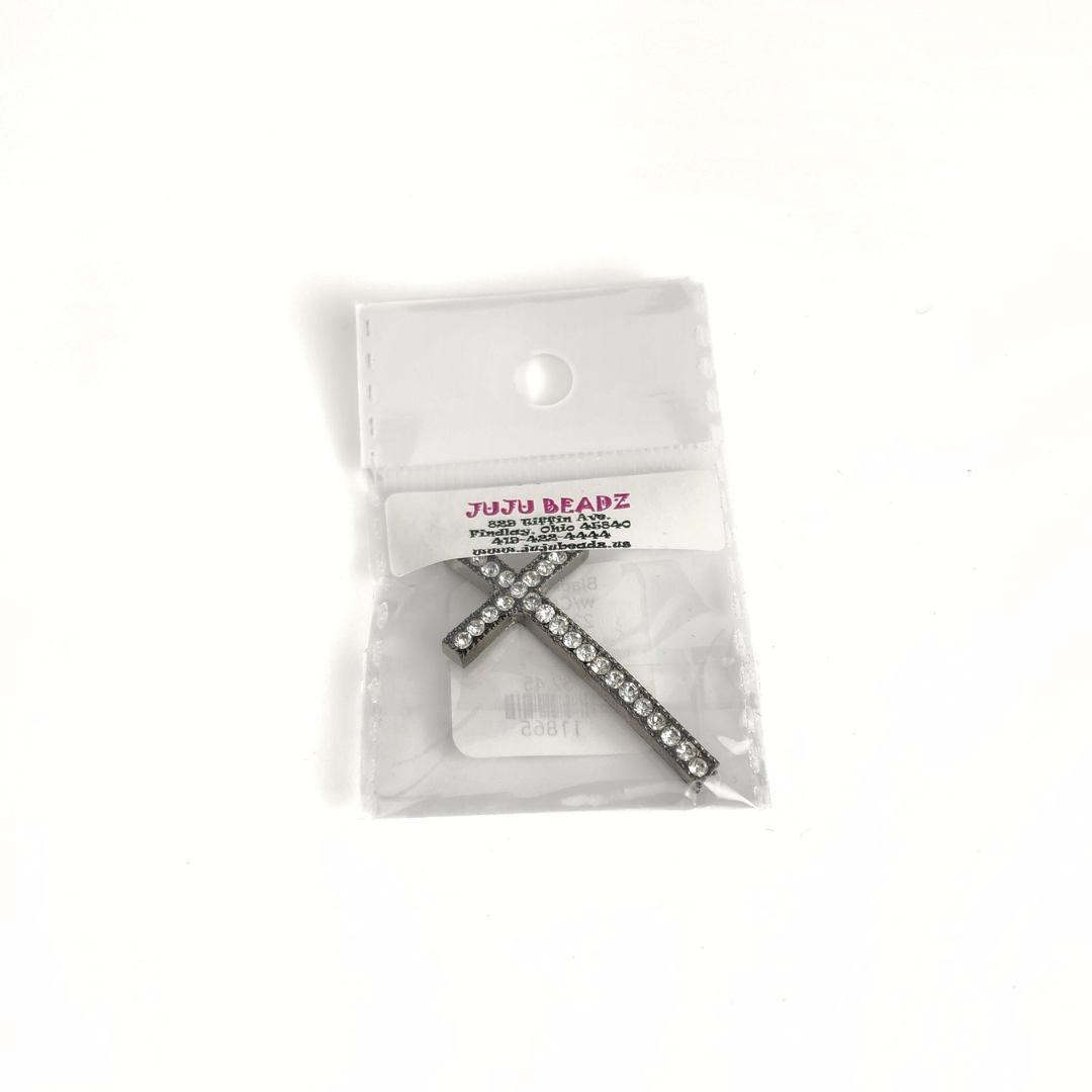 Black Cross w/Crystals 23x47mm