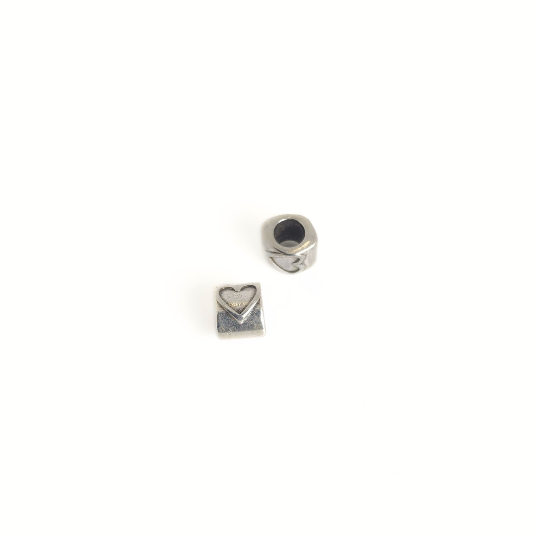 Antique Silver Heart Slider 10x8mm
