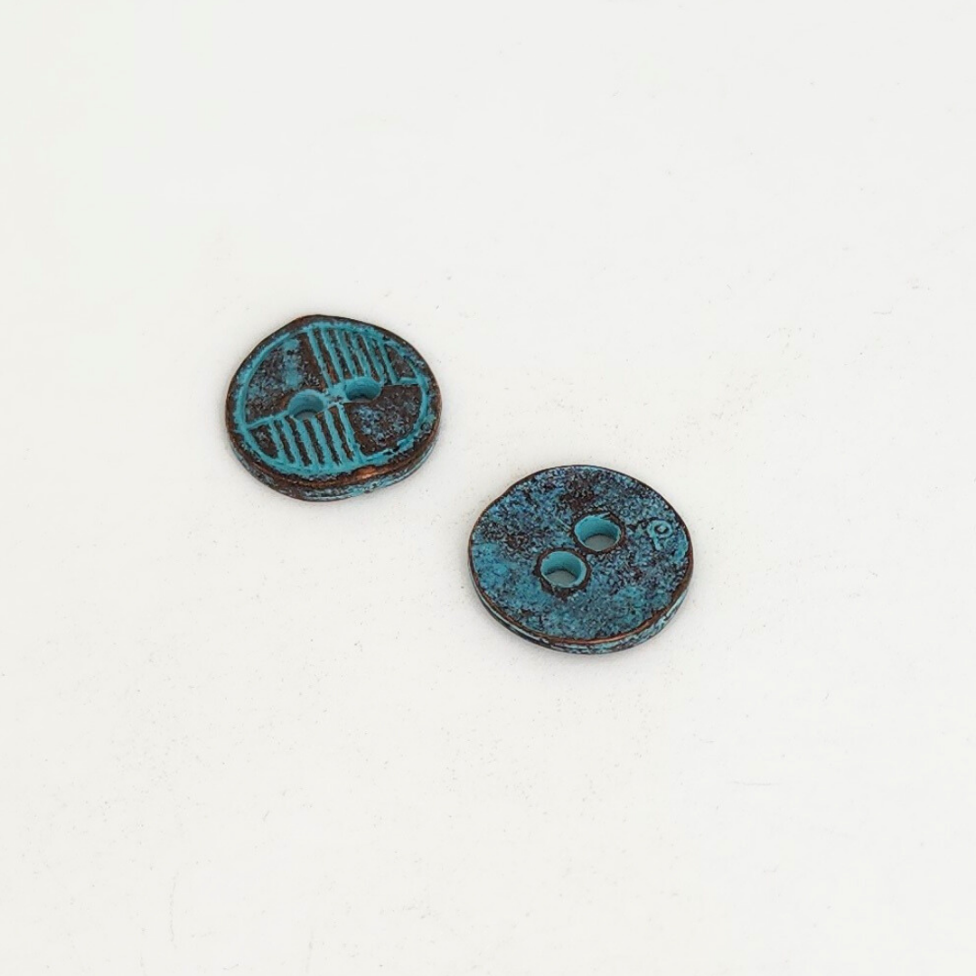 Green-Patina Deco Button 14mm