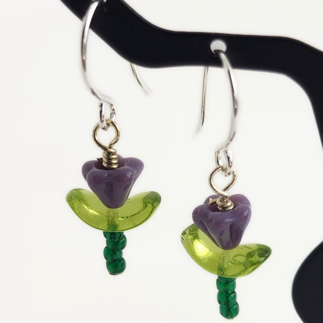 Purple Tulip Flower Earring Kit