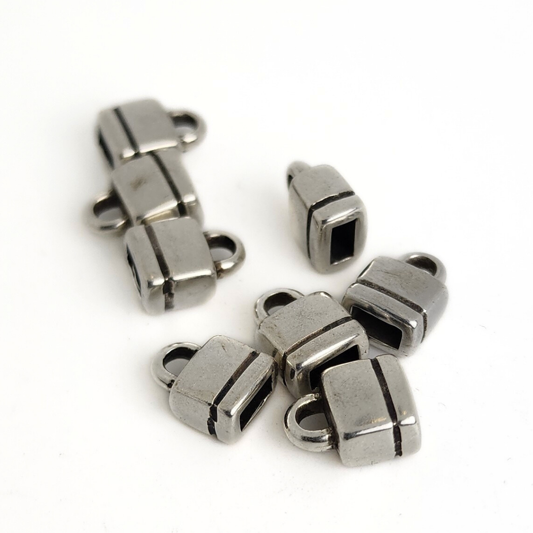 Antique Silver Flat Square Loop End