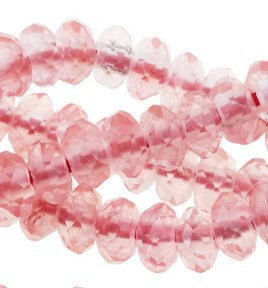Large-Hole Cherry Quartz Faceted Rondelle 8mm