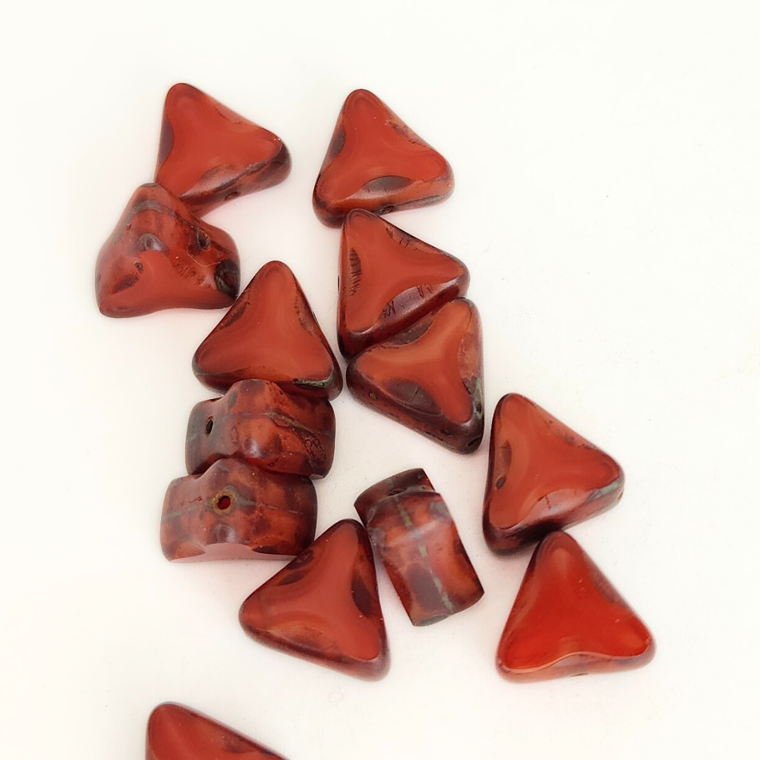 Tomato Red Travertine Triangle 11mm