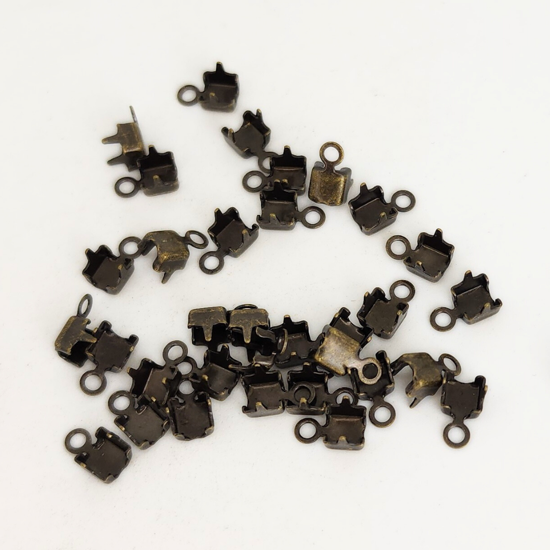 Antique Brass Rhinestone End Connector