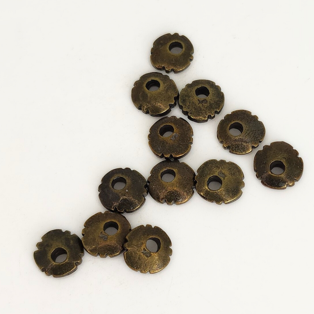 Antique Brass Jagged Circle Charm 10mm