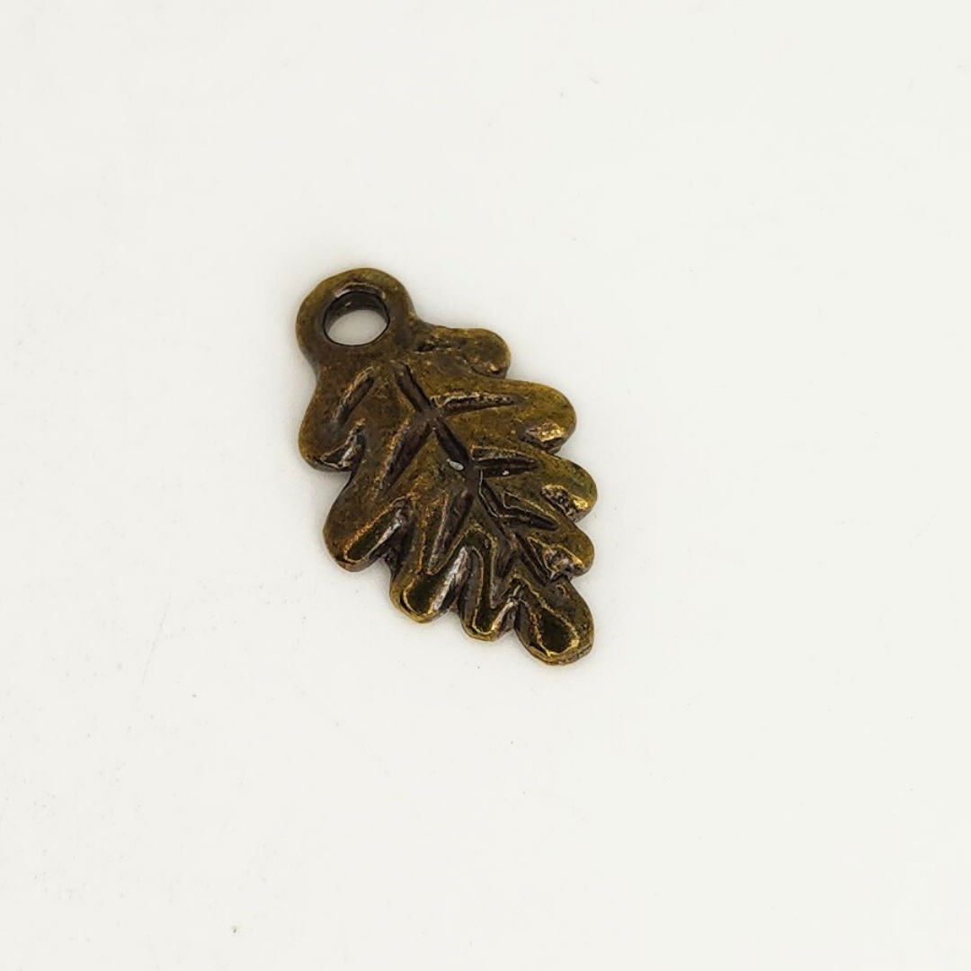 Antique Brass Fall Leaf Charm 12x20mm