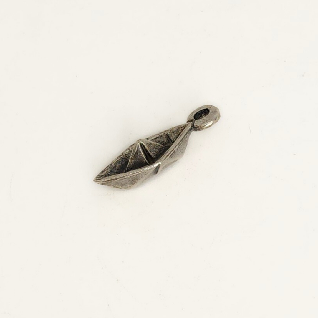 Antique Silver Paper Boat Charm 11x22mm