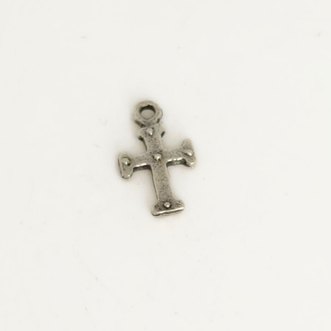Antique Silver Medieval Cross Charm 9x15mm
