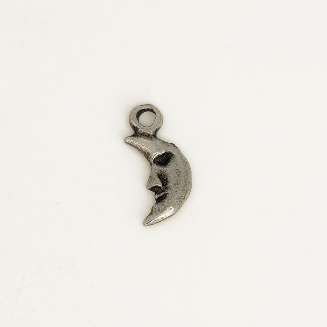 Antique Silver Tiny Moon Charm 7x15mm