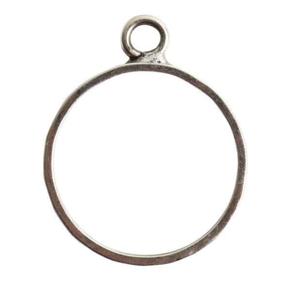 Antique Silver Hammered Open Circle 30x25mm