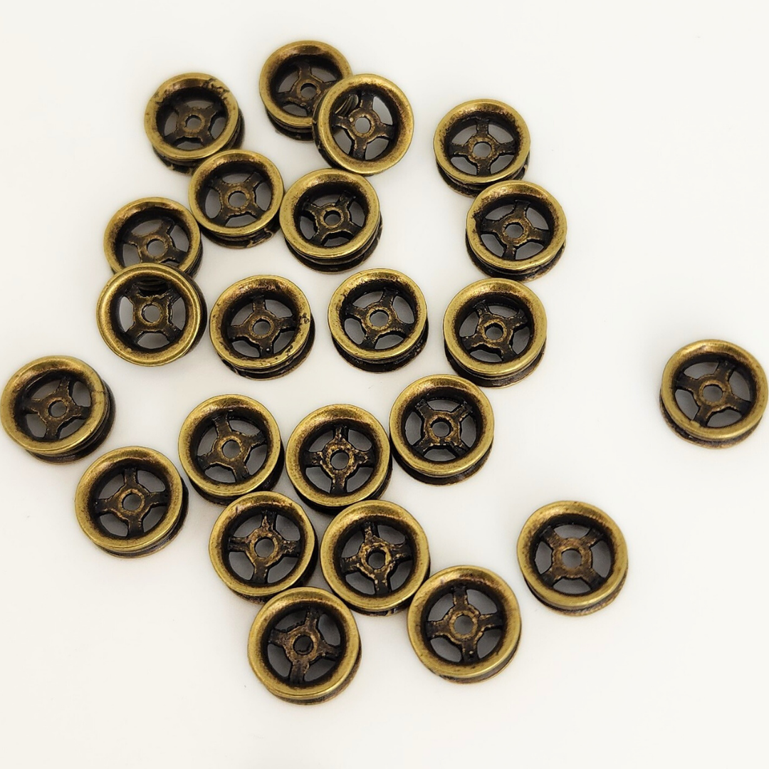Antique Brass Wheel Connector 8mm