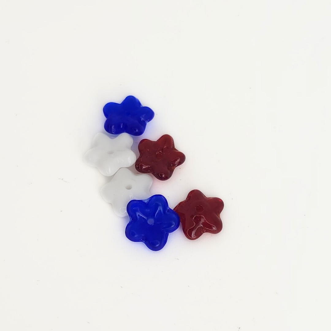 Ruby/Opaque White Chalk/Dark Sapphire Flower Set 8mm