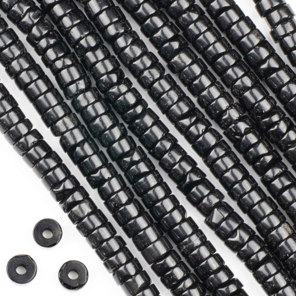 Black Obsidian Large-Hole Heishi 4x8mm