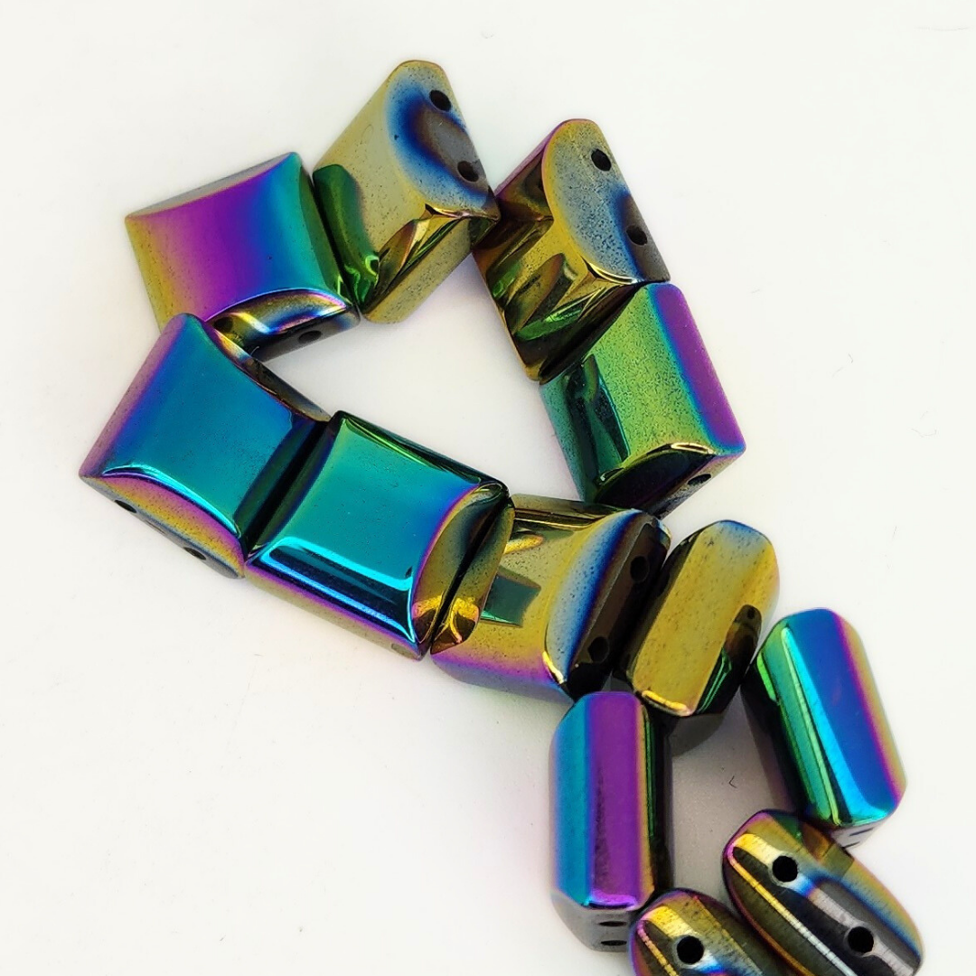 2 Hole Hematite Magnetic Spacer 10mm