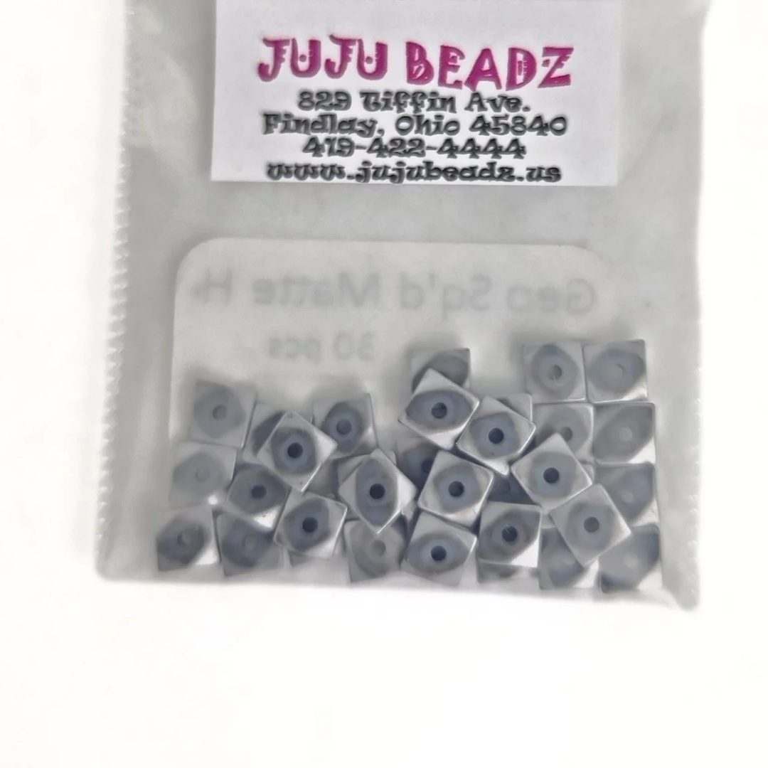 Geo Sq'd Matte Hematite 6mm