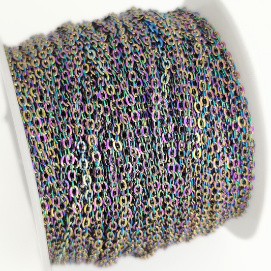 Rainbow Flat Oval Cable Chain