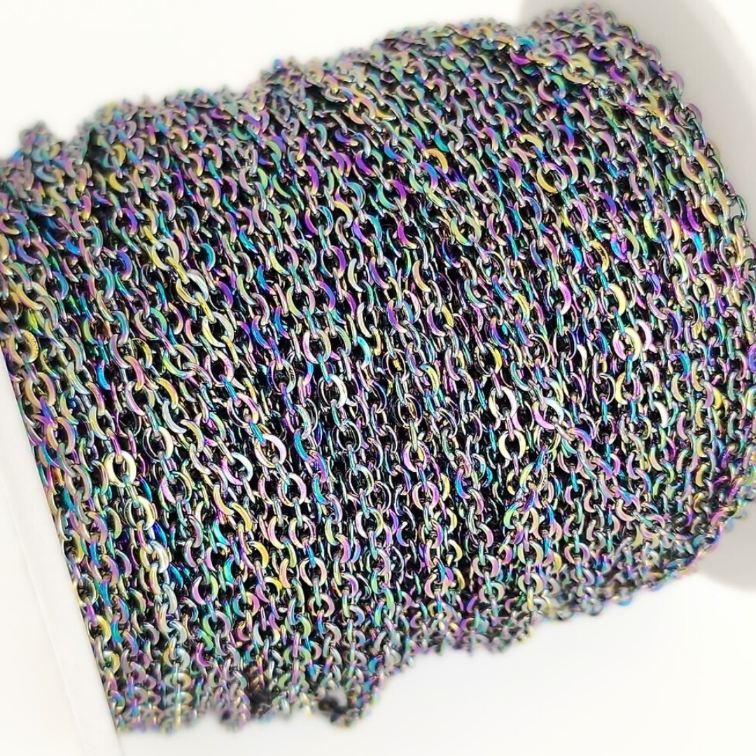 Rainbow Flat Oval Cable Chain