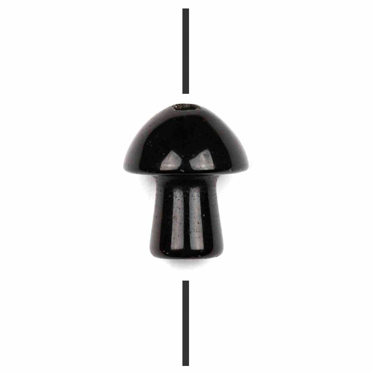Black Obsidian Large-Hole Mushroom 15x19mm