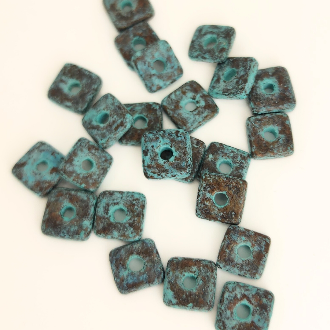 Green Patina Square Disc 8mm