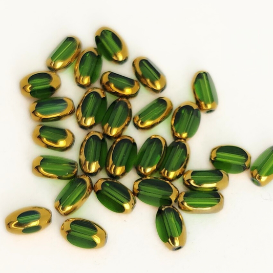 Gold Edged Faceted Ovals 4x6mm