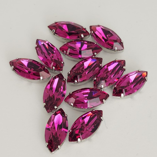 Pompadour Crystals 15x7mm