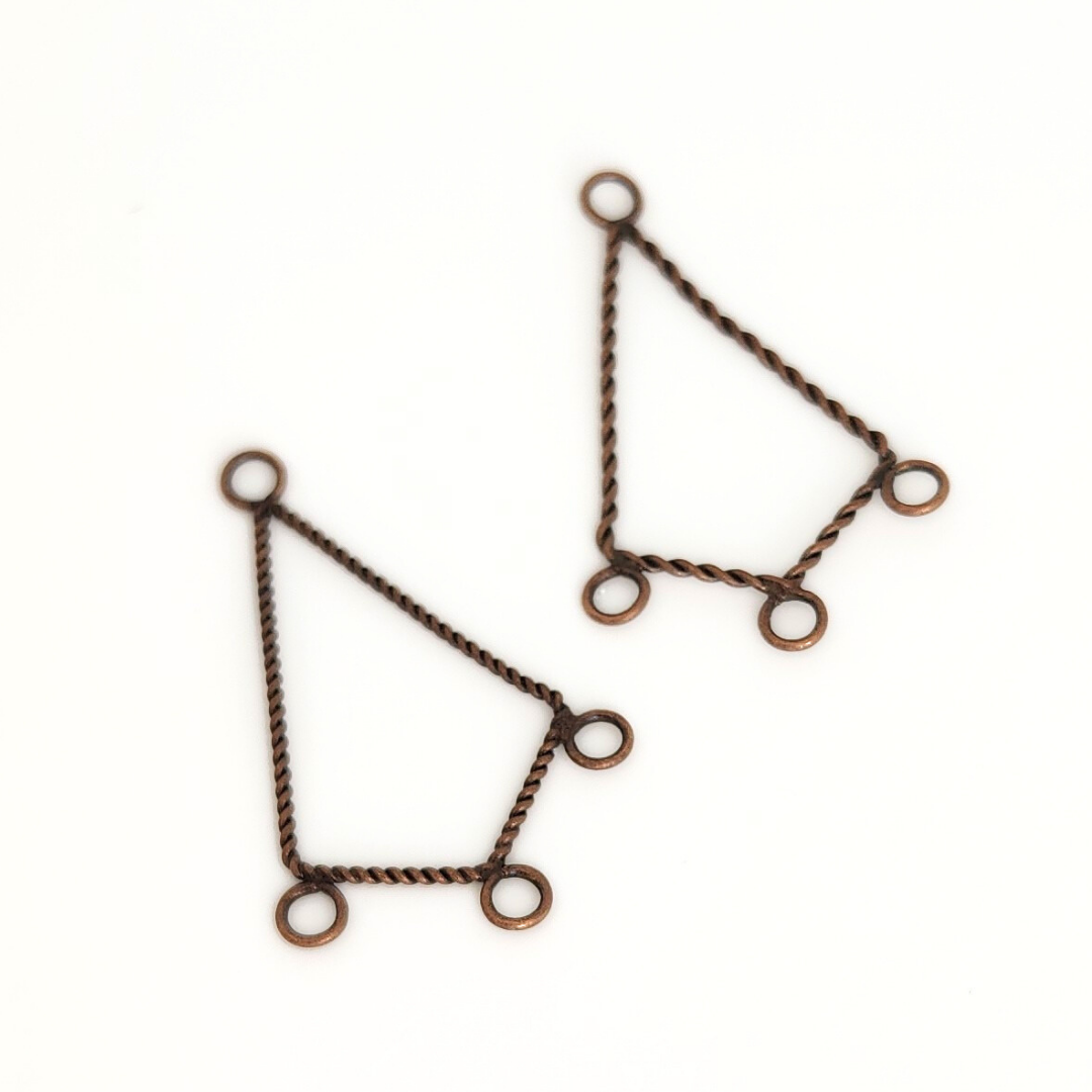 Antique Copper Dangle 3 Way Twist 35x25mm