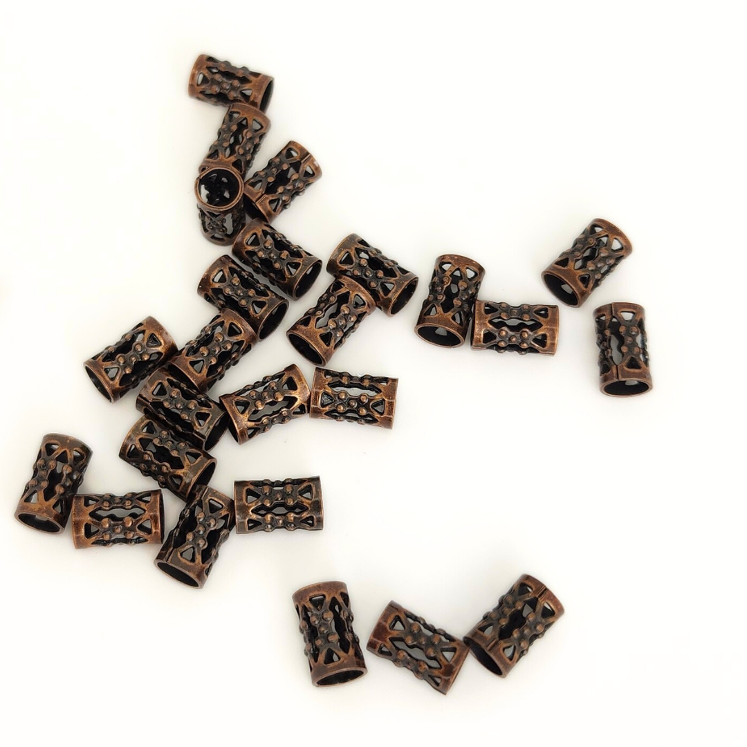 Antique Copper Tube Filigree 8x4mm