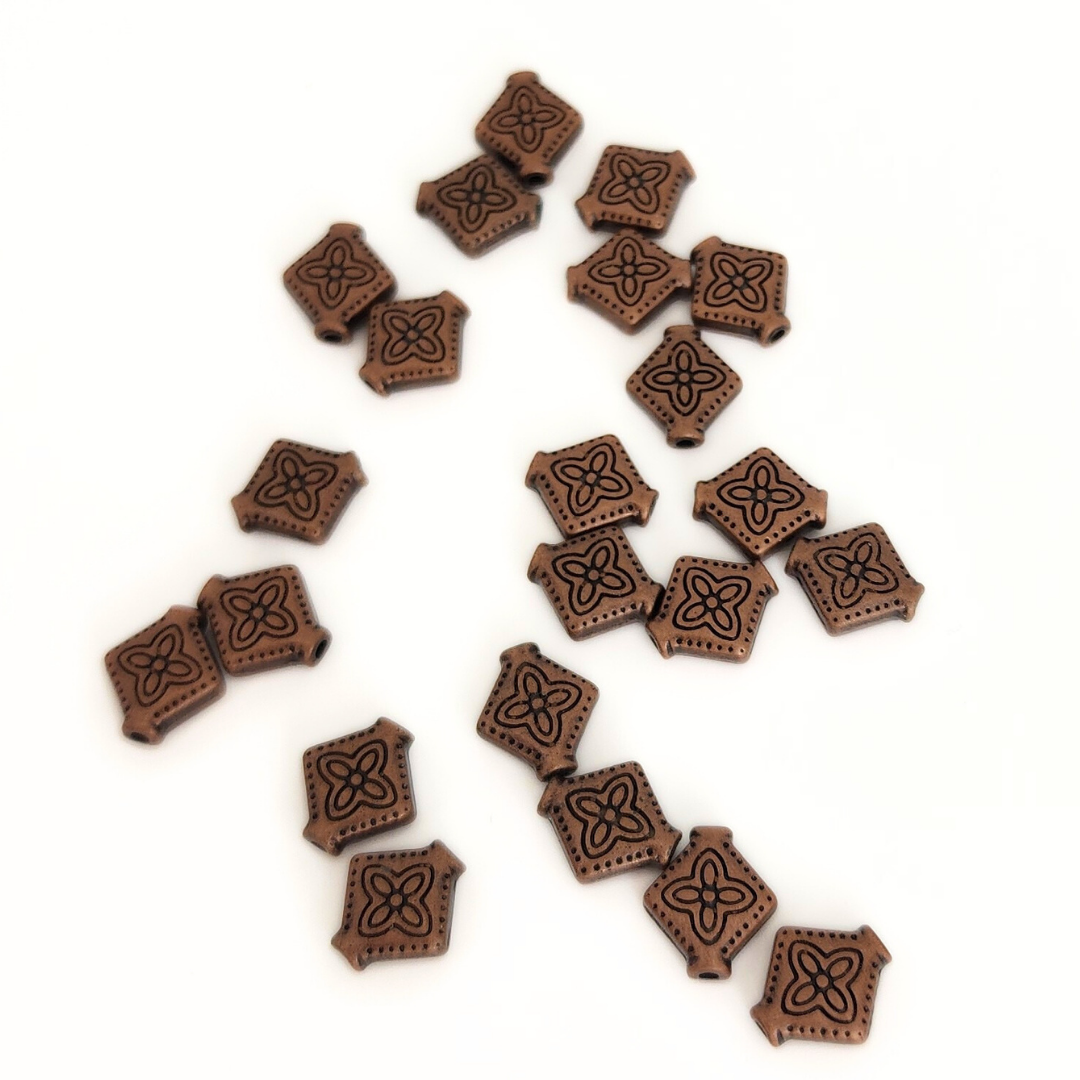 Antique Copper Diamond 10x10mm
