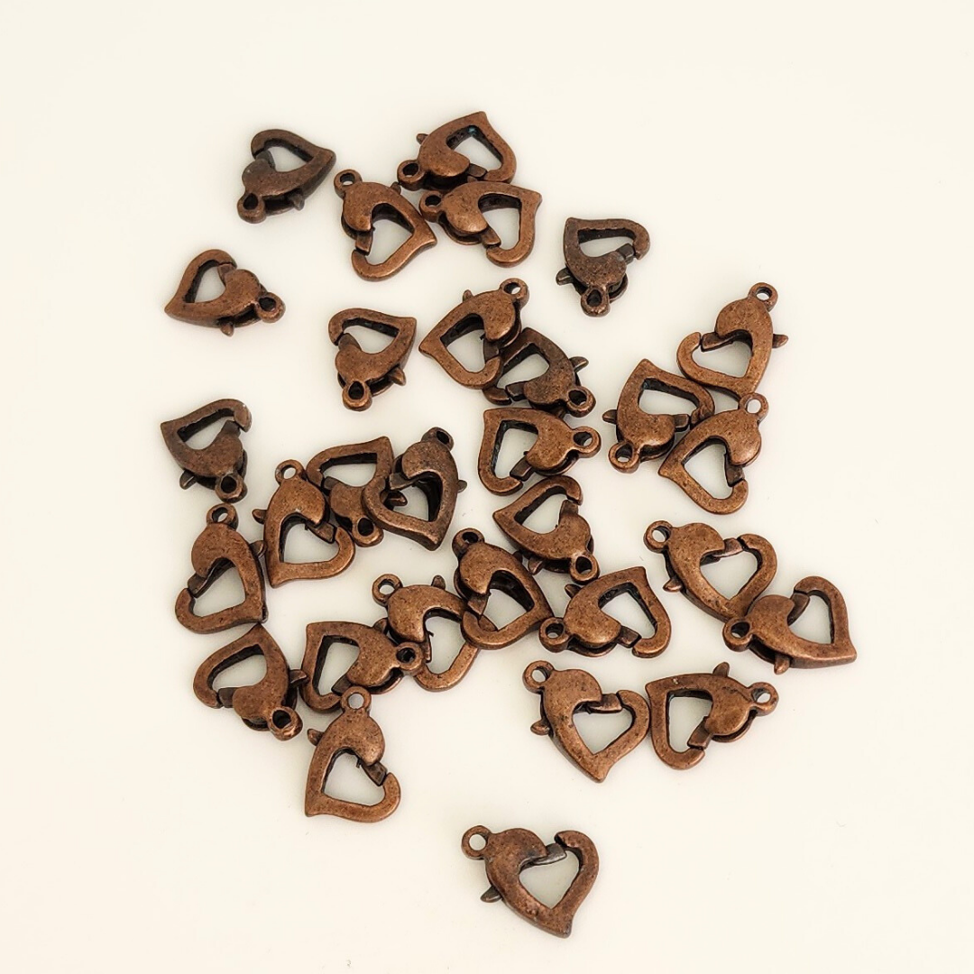 Antique Copper Heart Lobster Clasp 13x8mm