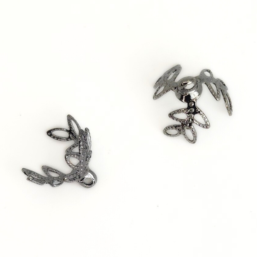 Gunmetal Bell Cap 3 Prong Leaf 12mm