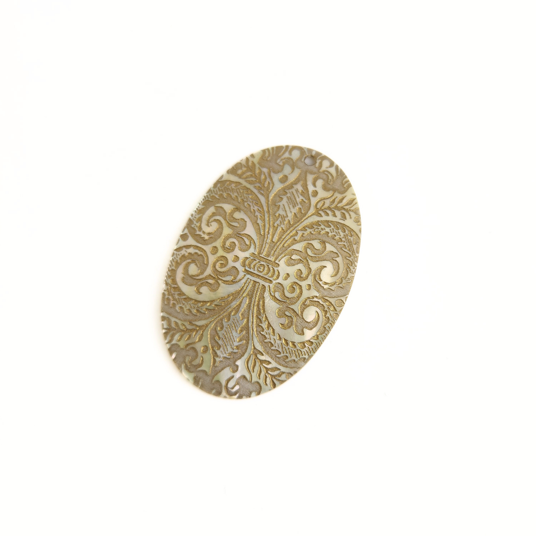 Gold Tulip Mother of Pearl Shell Oval 30x45mm