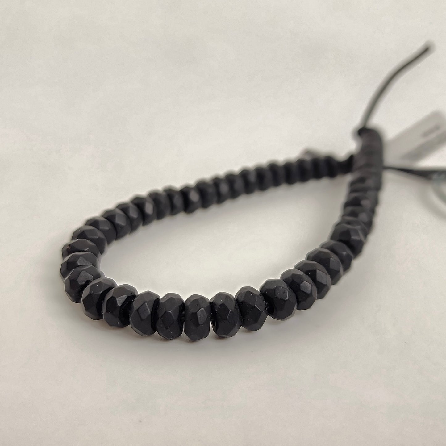Large-Hole Matte Onyx Faceted Rondelle 8mm