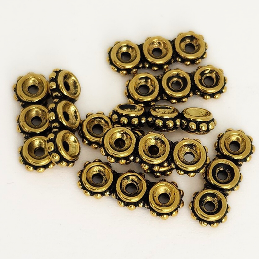 Beaded 3 Hole Bar 3mm