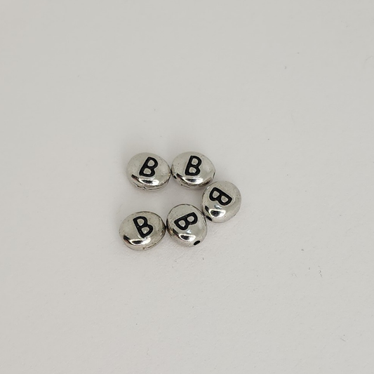 Bright Rhodium Letter Beads 6mm