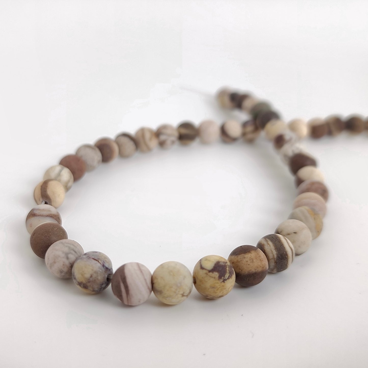 Matte Aus Zebra Jasper Round 8mm