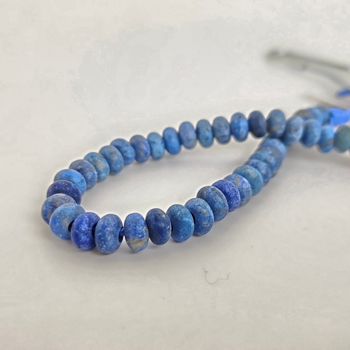 Large-Hole Matte Denim Lapis Rondelle 8mm