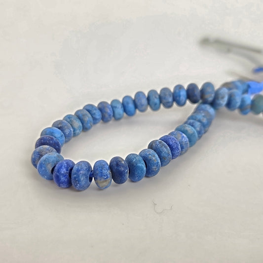 Large-Hole Matte Denim Lapis Rondelle 8mm