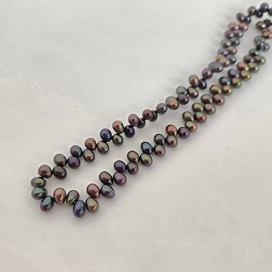 Peacock Side Drilled Potato Pearl 4-5mm