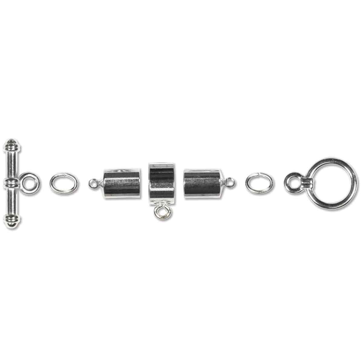 Silver Barrel Finding Set 6mm