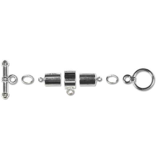 Silver Barrel Finding Set 6mm