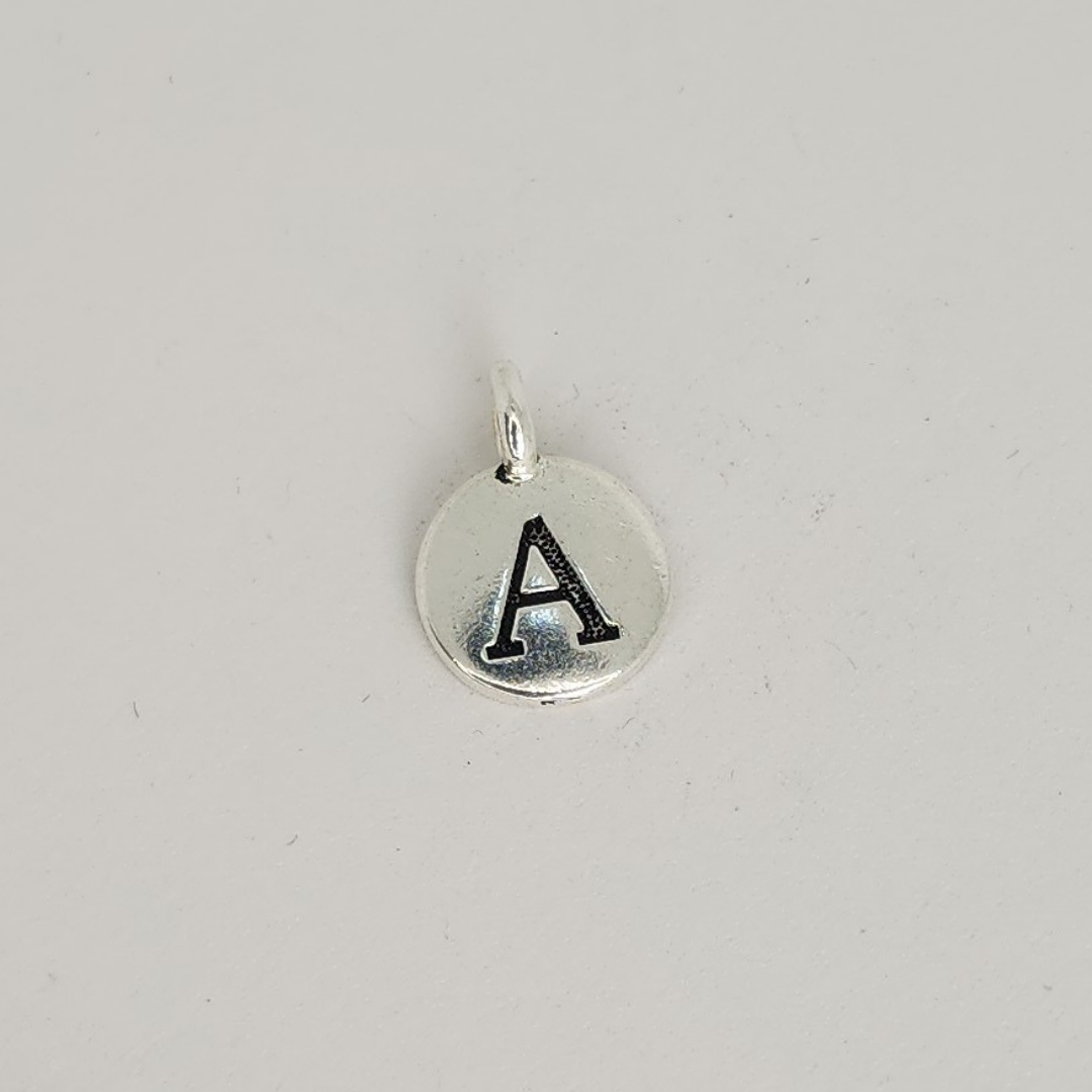 Antique Silver Letter Charm 11mm