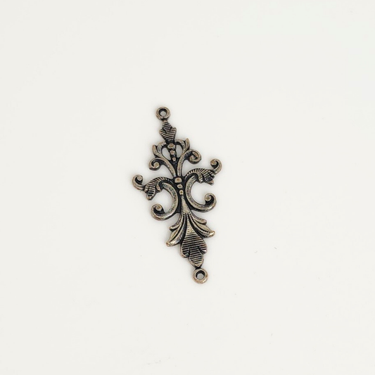 Antique Silver Long Fleur Pendant/Connector 18x40mm