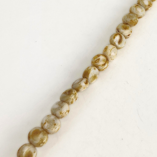 Opaque Cream Travertine Baby Coin 4mm