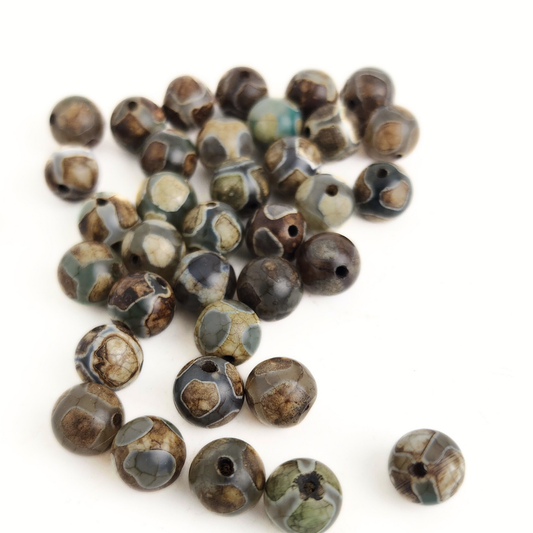 Dzi Aqua/Brown Round 8mm